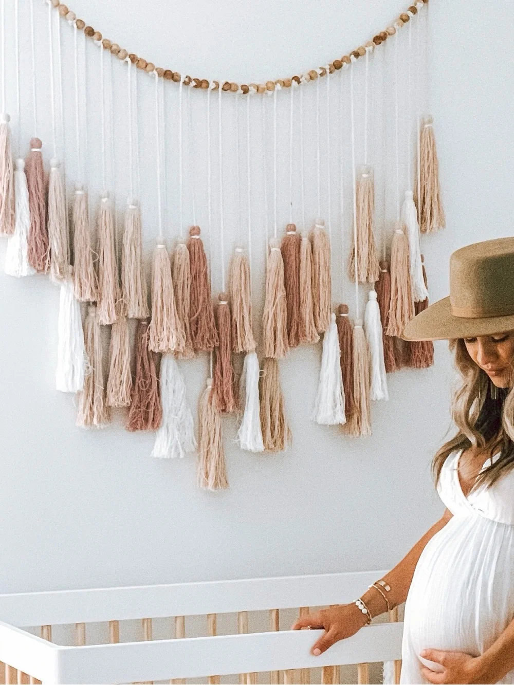 Pottery Barn Kids Tassel Wall Hanging in Cream and Tan